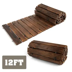 12FT Roll Out Garden Pathway 1/2pcs Wooden Walkway with Non-Slip Surface Outdoor Garden Boardwalk Decorative Wood Path for Wedding Beach Patio