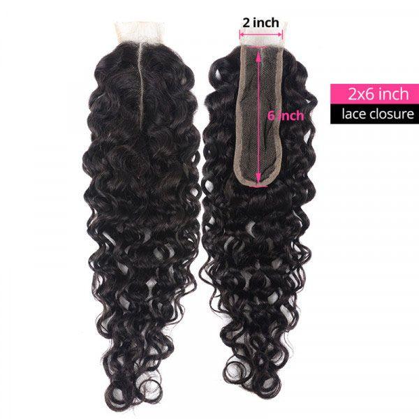 Riverwood 2*6 Lace Closure Straight/Body Wave 100% Virgin Human Hair Middle Part Transparent Lace Natural Black 30grams Hand Tied Strong Invisible Closure
