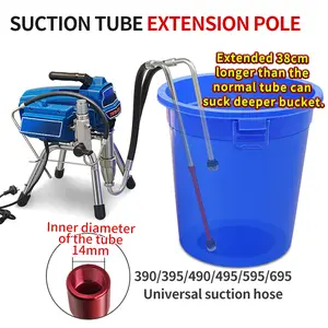 Sprayers Parts Stainless Steel Suction Tube Extension Rod For 390 395 490 595 Airless Spraying Machine Paint hv lps High Pressure Kit spray adora Gun Refill with Liners Cordless HVLP Container High-Speed Portable Electric Rotation Nozzle Disposable Fine M