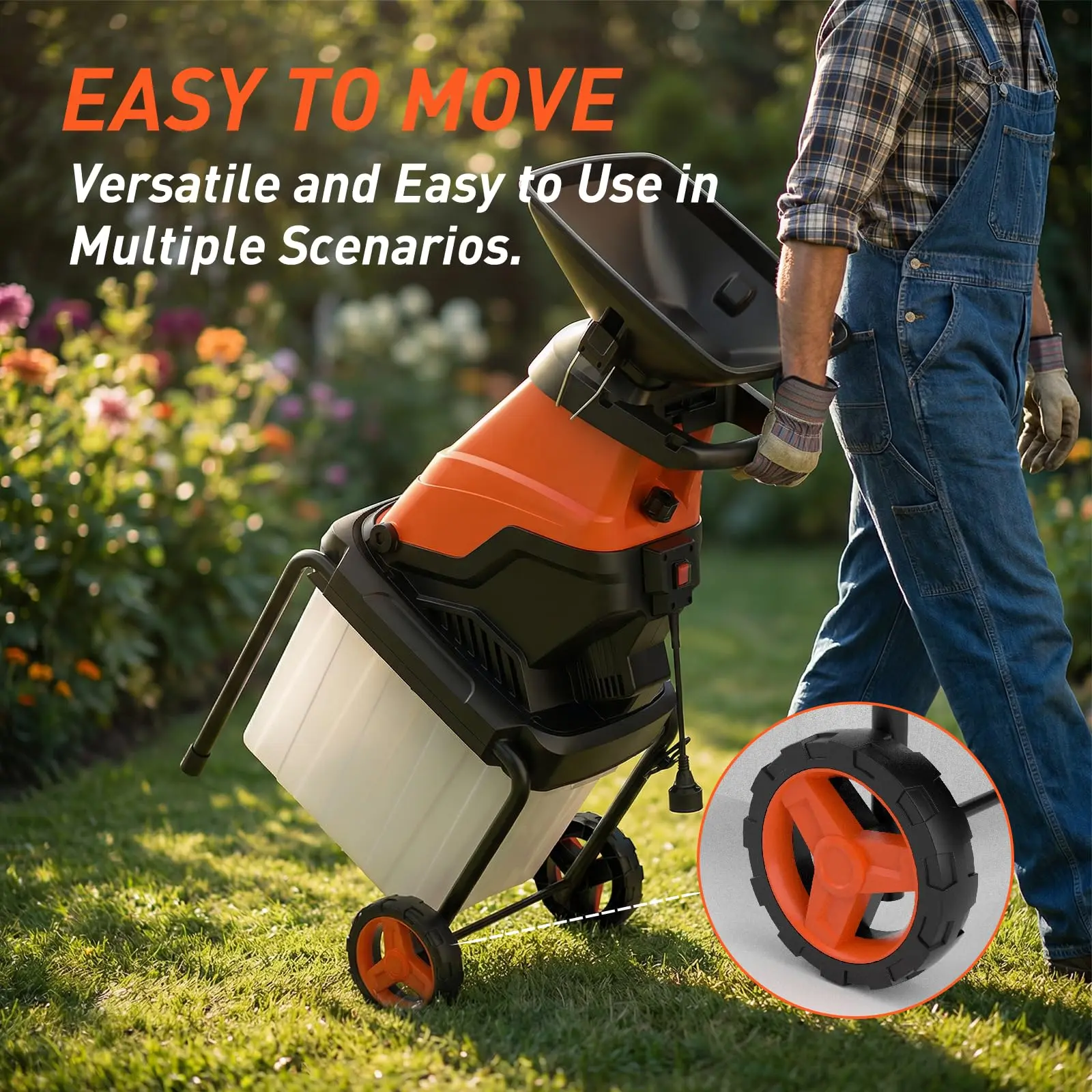 MAXLANDER 15-Amp Electric Wood Chipper Shredder, 1.78-Inch Cutting