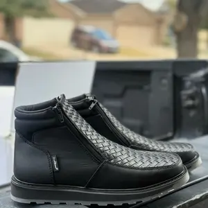 Petatillo Negro - Stylish Black Woven Ankle Boots with Zipper Closure for Men