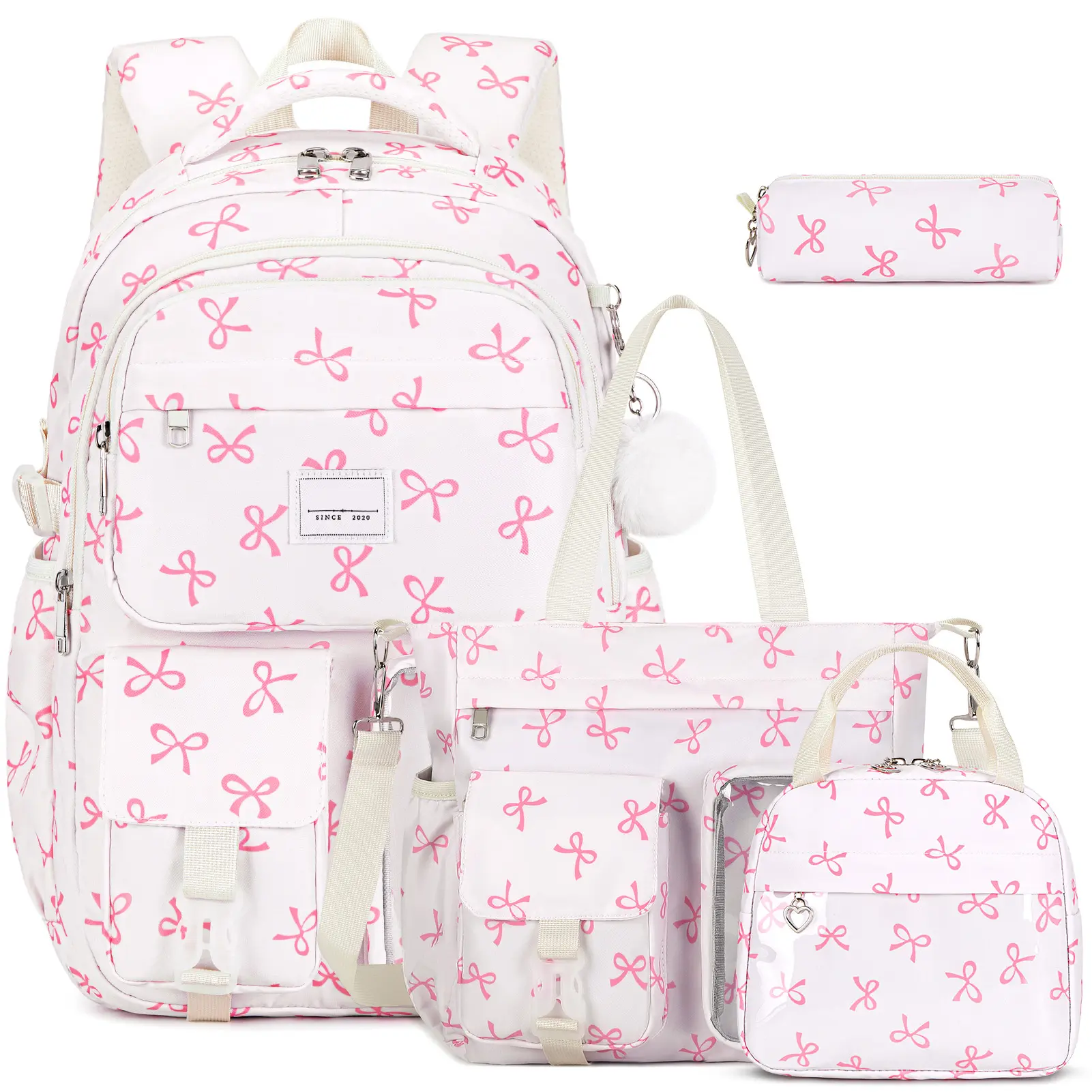 SIMILOVE Waterproof 4 PCS Backpack Set with Crossbody Bag, Lunch Bag & Pencil Pouch --Lightweight School Bag Bookbag for Girls, Ideal for Elementary Middle High School Students dealsforyoudays