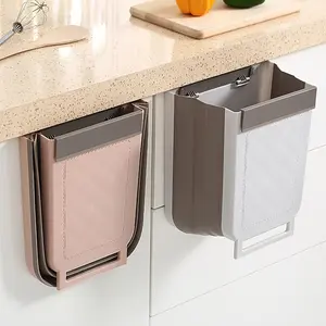 Hanging Dustbin 8L Multifunctional Trash Can for Office, Bathroom, and Car - Foldable Household Cabinet Door Pink