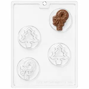 Candy Cane & Tree Round Chocolate Candy Bar Mold
