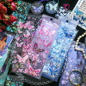 Embossed Sticker Sheet, Butterfly & Poem Series, Creative Light Vintage Journal Decoration, Handmade Decorative Paper, Sticker Packs