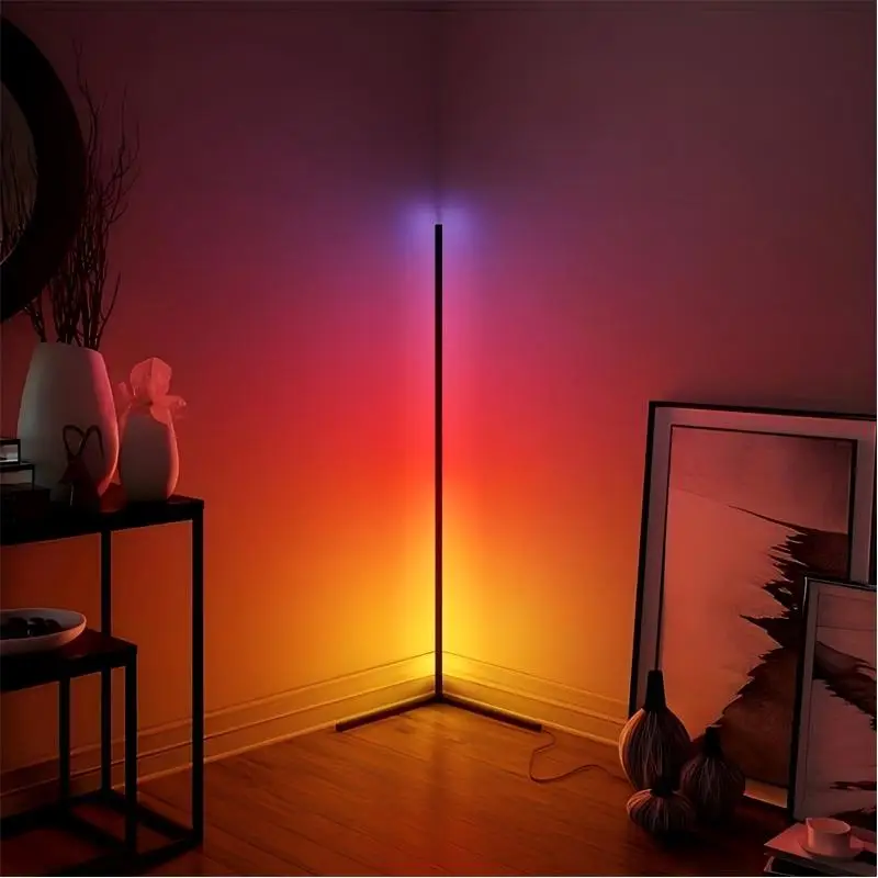 Corner Floor Light, Smart RGB LED Corner Lamp with APP & Remote Control, USB Powered Music Sync & Timer Setting, Modern Color Changing Mood Lighting f