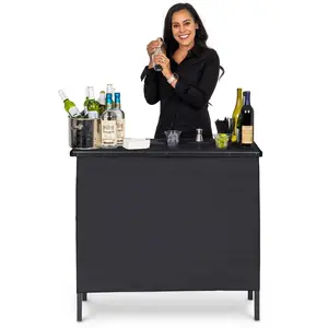 GoBar Portable Bar Table for Events - Pop Up Mobile Bartending Station - 3 Skirts