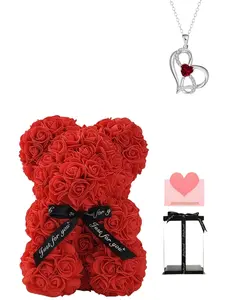 Bestselling "Twin Heart Oath" premium heart gem necklace with an exquisite rose bear gift box. A mysterious ideal gift for dates, birthdays, Valentine’s Day and Mother’s Day for your wife or daughter.