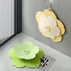 Plastic Drain Cover with Sakura Design, Anti-Odor Filter for Sink and Shower, Easy Installation, Durable Silicone Material, Home Bathroom Accessory