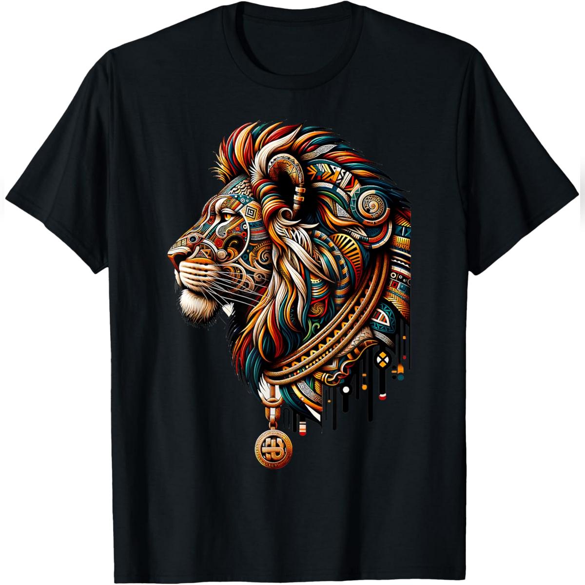 Tribal Hip Hop Lion Cool Graphic Tee Men Women XS - 6XL T-Shirt Relaxed Fit Cotton T-Shirt
