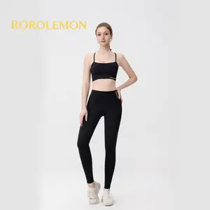ROROLEMON Women's Y-Back Crop Tank & High Waist Yoga Leggings 2-Piece Outfit