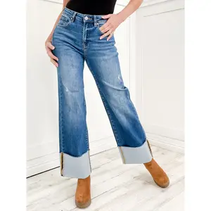 Risen ALL OR NOTHING High Rise Ankle Wide Cuffed Jeans
