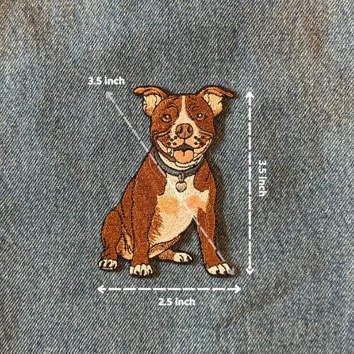 Zaroqui 3.5” Pitbull Iron On Patch Embroidery for Backpacks Jackets Clothing Vibrant Cotton Design Easy Application Large Size Perfect for Personalizing Items
