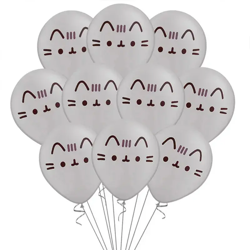 10pcs/lot 12inch Cartoon Japan Anime Pusheen Latex Balloons Animals Pet Grey Tiffany Blue Cat Ballons Birthday Decor Toy