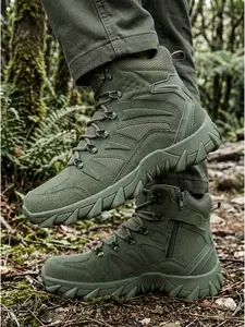 Men's Mid-Calf Tactical Boots, Waterproof Anti-Slip Durable Military Combat Boots Outdoor Hiking Work Shoes
