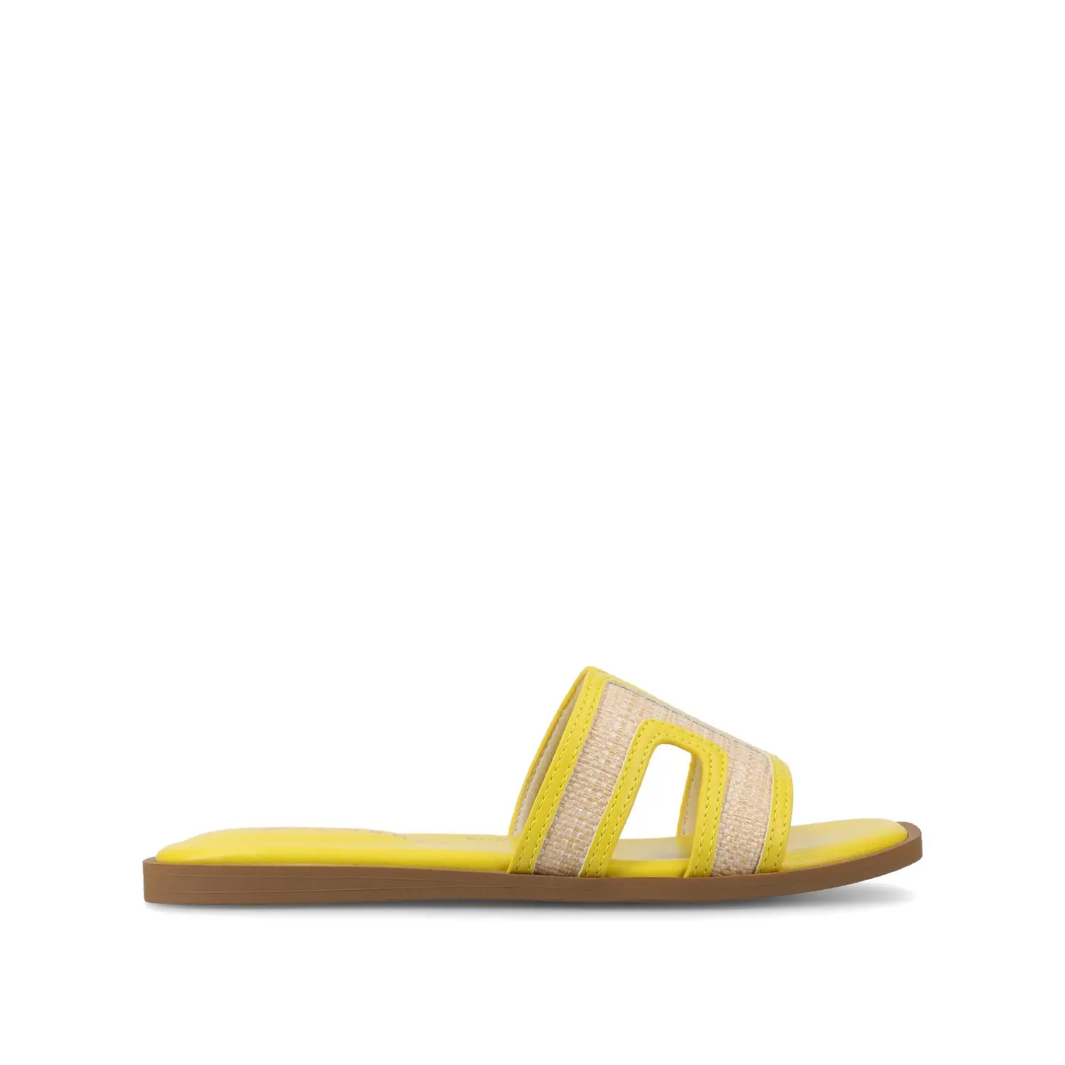 Journee Collection Primah Flat Sandals - Raffia Slip-On Open Toe Summer Sandals for Women - Comfort Footbed - Mango Orange