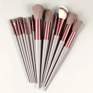 13-piece professional brush set is all you need — each brush can handle eyeshadow, highlighter, blush, and lipstick, working perfectly with powder, cream, and liquid formulas. Crafted from fine glossy goat hair, it feels as soft as a breeze on your face
