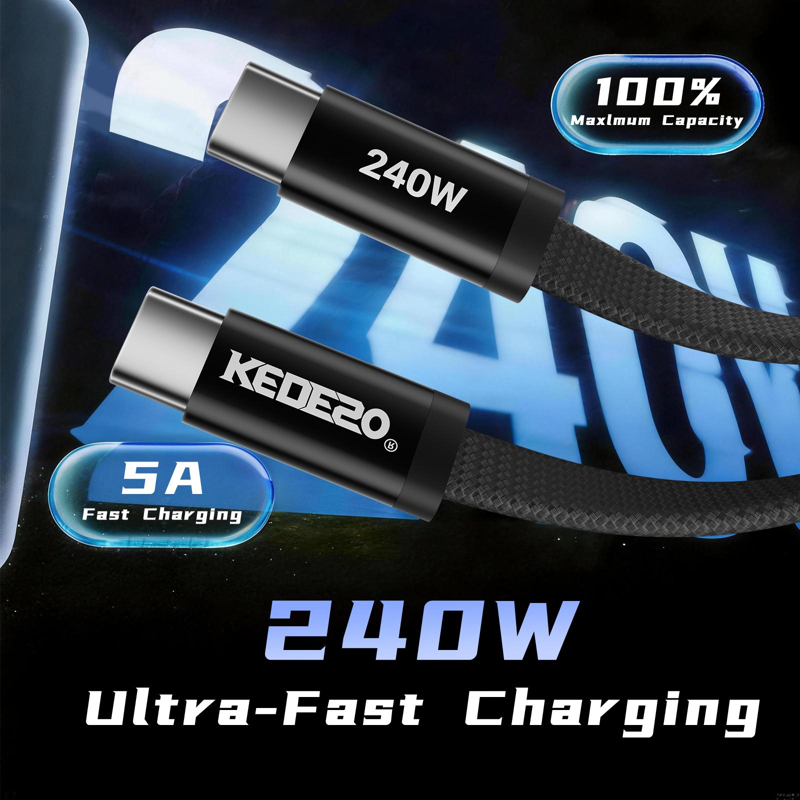 Kedeso 240W 5A Fast Charging Magnetic Coiled USB C Cable, Ultra-Compact Retractable Type C Charger Cord for iPhone 15/16, Samsung, CarPlay, Laptop, Travel, No Tangled Wires