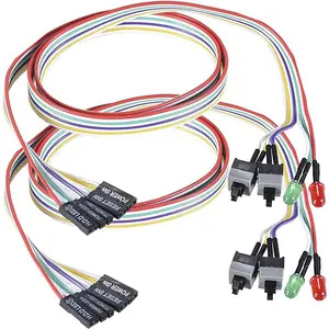 2 Pack Desktop Computer Case Motherboard On/Off/Reset/HDD Switch Power Cord PC Power Button Switch Power SW Cable ATX Case Front Bezel Wire with Red Green LED Indicator Light 2-Pin 27-inch