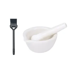 2.5inch Pills , Grinding Bowls, Ceramics Mortar and Pestle,Porcelain  Mill  Set, Handheld Seasoning Mills  with Brush
