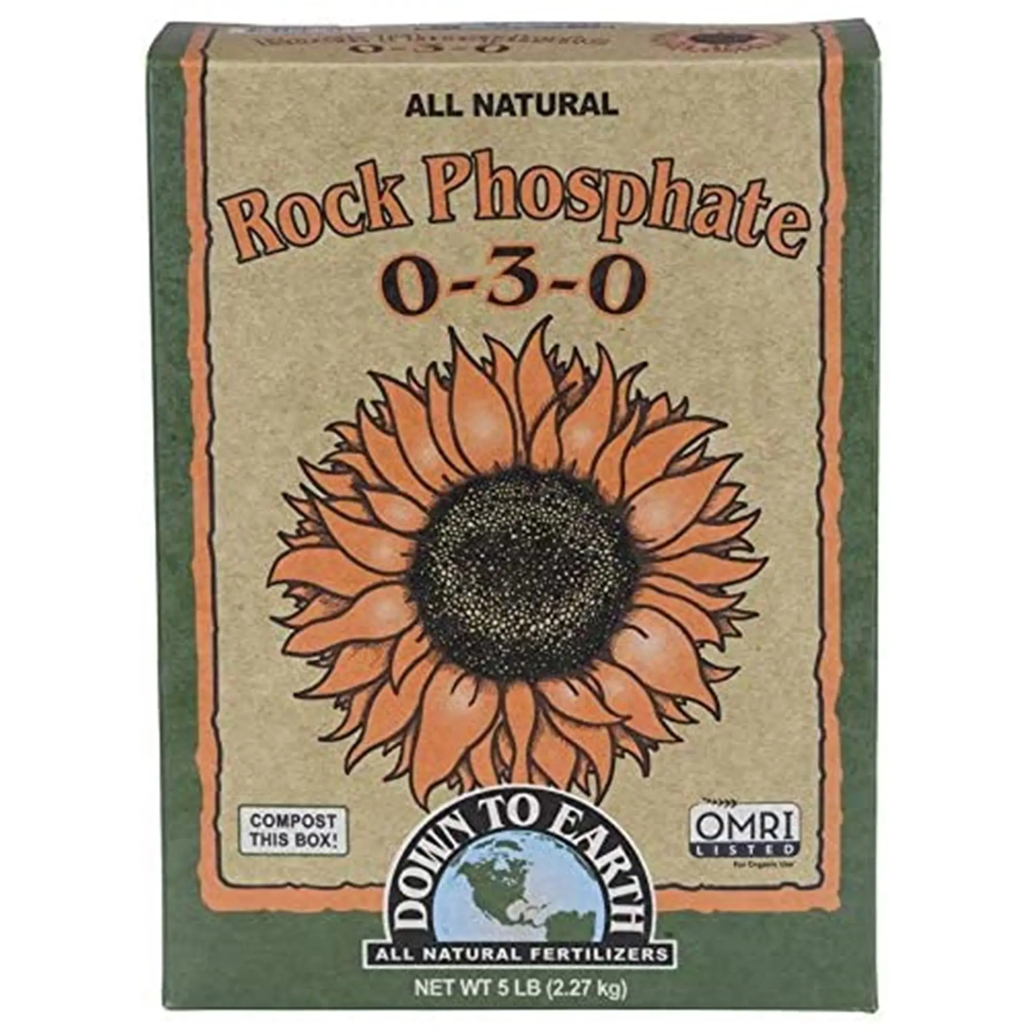 Down to Earth Organic Rock Phosphate Fertilizer 0-3-0, 5lb