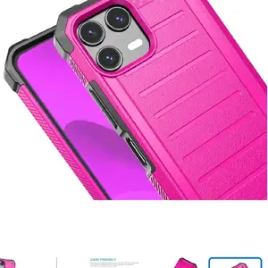 TJ for T-mobile REVVL8 pro phone case,with Tempered Glass screen protector, tough lined design hybrid shockproof protection cover(pink)