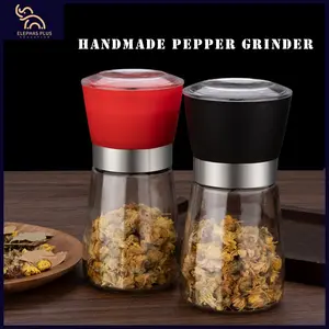 Manual Glass Pepper Salt Grinder Set, Fine Spice Grinding Machine for Kitchen & Camping Travel Use, Durable Design for Easy Operation