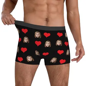 Custom funny Boxers with face for Men Boyfriend Father Husband,Personalized Boxers for Birthday Valentine'S Day Gifts Soft Comfy Brief Breathable Undergarments