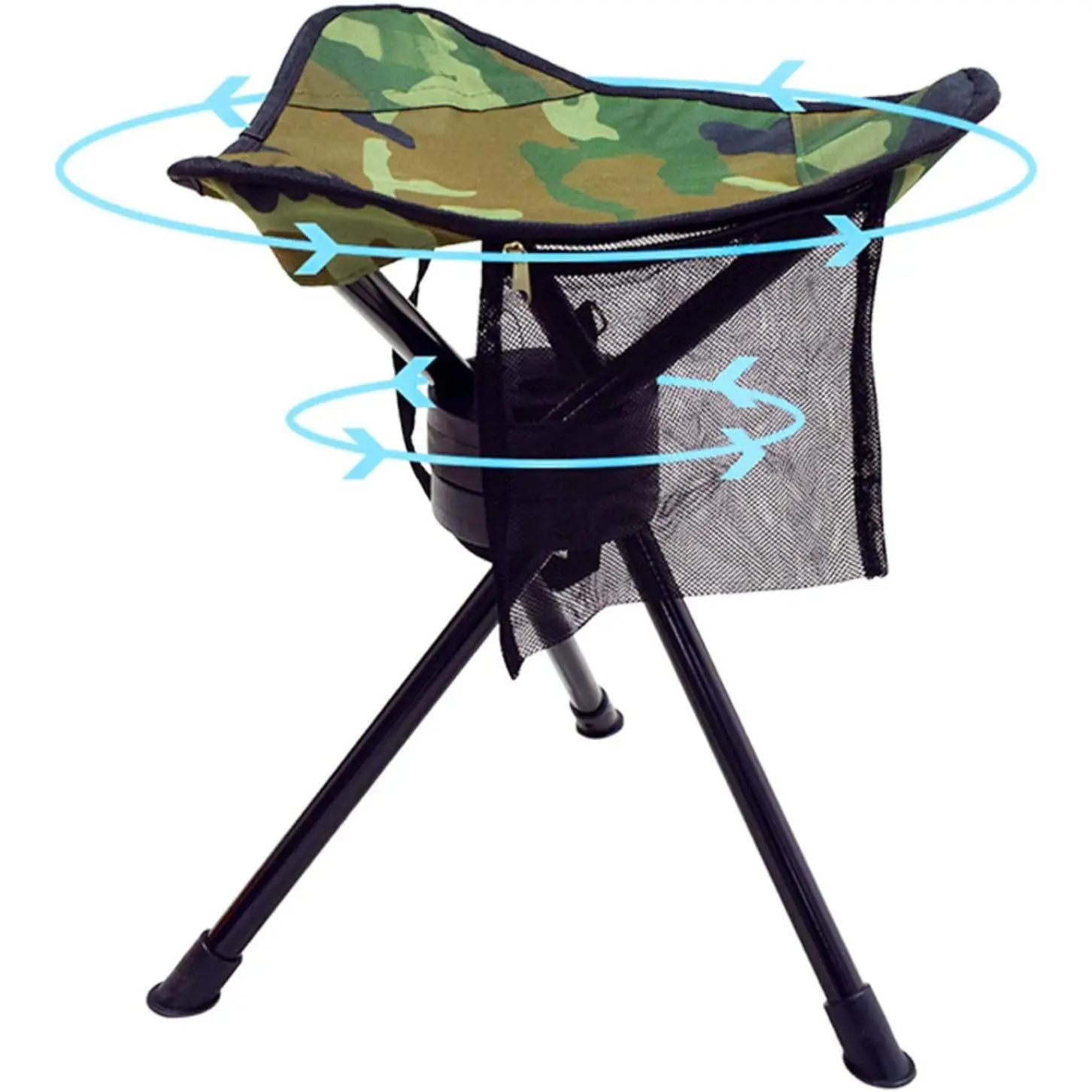 Portable Swiveling Base Stool Seat - Foldable Tripod Camping Chair, Outdoor Survival Gear for Fishing, Hiking