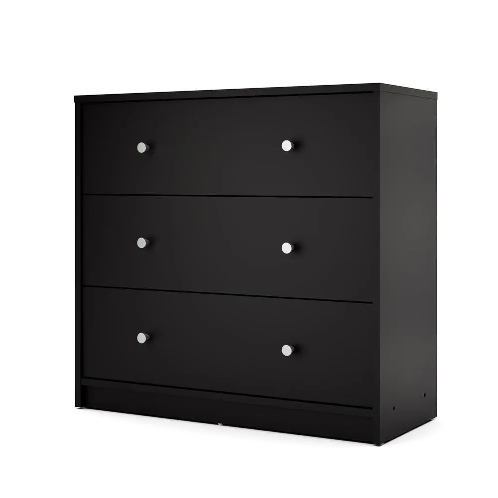 Wood Black 3-Drawer House Dresser - Compact Small Interior Storage Furniture, Drawers and Cabinets for Bedrooms, Modern Apartment Indoor Furniture, Dressers For Bedroom