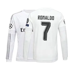 15 16 Home White Soccer Jersey 7#  Ronaldo Fans Version Long Sleeve