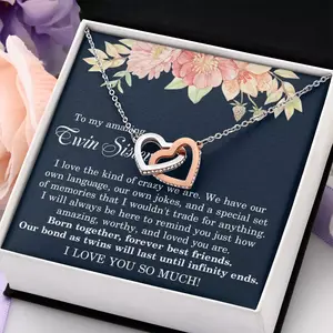 To My Twin Sister Gift - Heart-Shaped Necklace with "I LOVE YOU SO MUCH!" Message, Perfect for Twin Sister Birthday Present