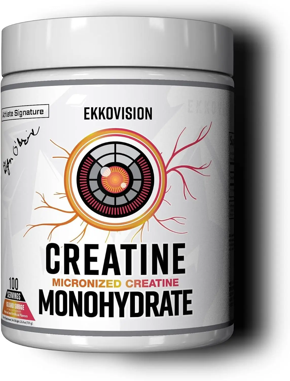 Ekkovision Creatine Monohydrate Powder, Island Surge, 100 Servings | Micronized, Pre & Post Workout Supplement for Men & Women, Energy Support, Easy to Mix in Shakes, Smoothies & Beverages