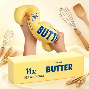 14cm 24cm Soft Butter Bar Squishy Toy, Slow Rebound Stress Relief Fidget Toy, Fun Squeeze Sensory Play Toy, Cute Realistic Food Shape Decompression Toy, Ideal Leisure Hobby Plaything For Kids Adults Daily Relax Entertainment