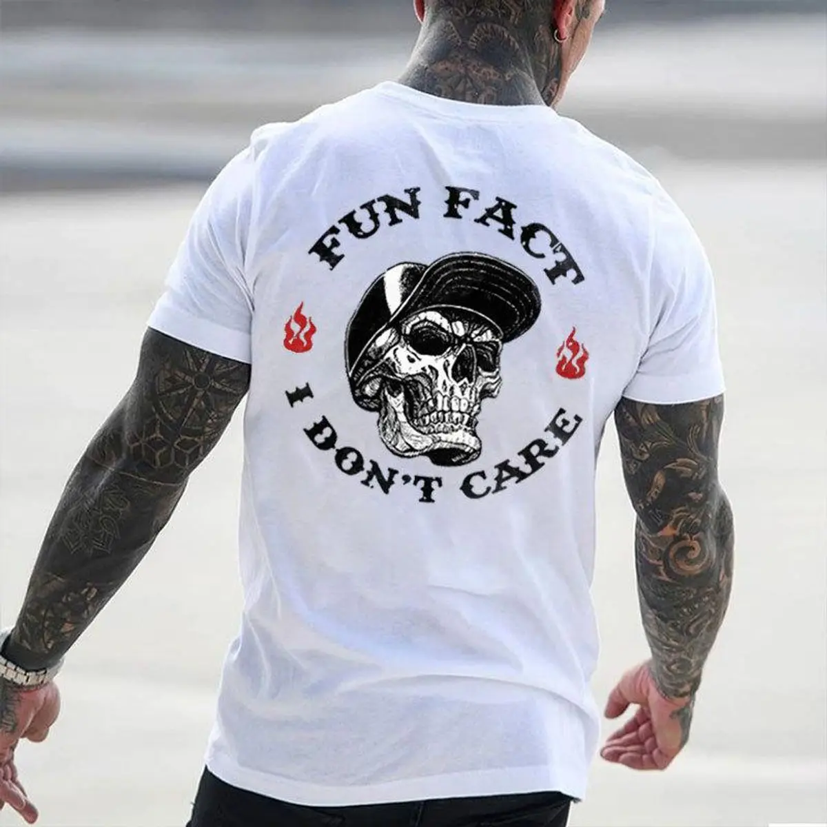 Fun Fact I Don't Care Shirt Sweatshirt Hoodie, Funny Skull Shirt, Casual Streetwear, Menswear, Hiphop Style, Unisex Sweater Pullover Tee
