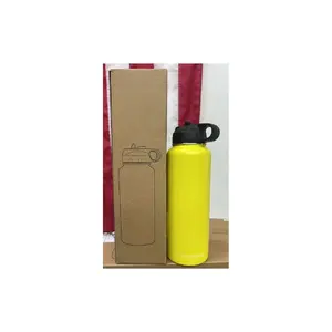 Signature Fitness BalanceFrom Double-Wall Vacuum Insulated Stainless Steel Water Bottle 680g Lemon Color 24Hr Cold 8Hr Hot 18/8 Steel BPA-Free