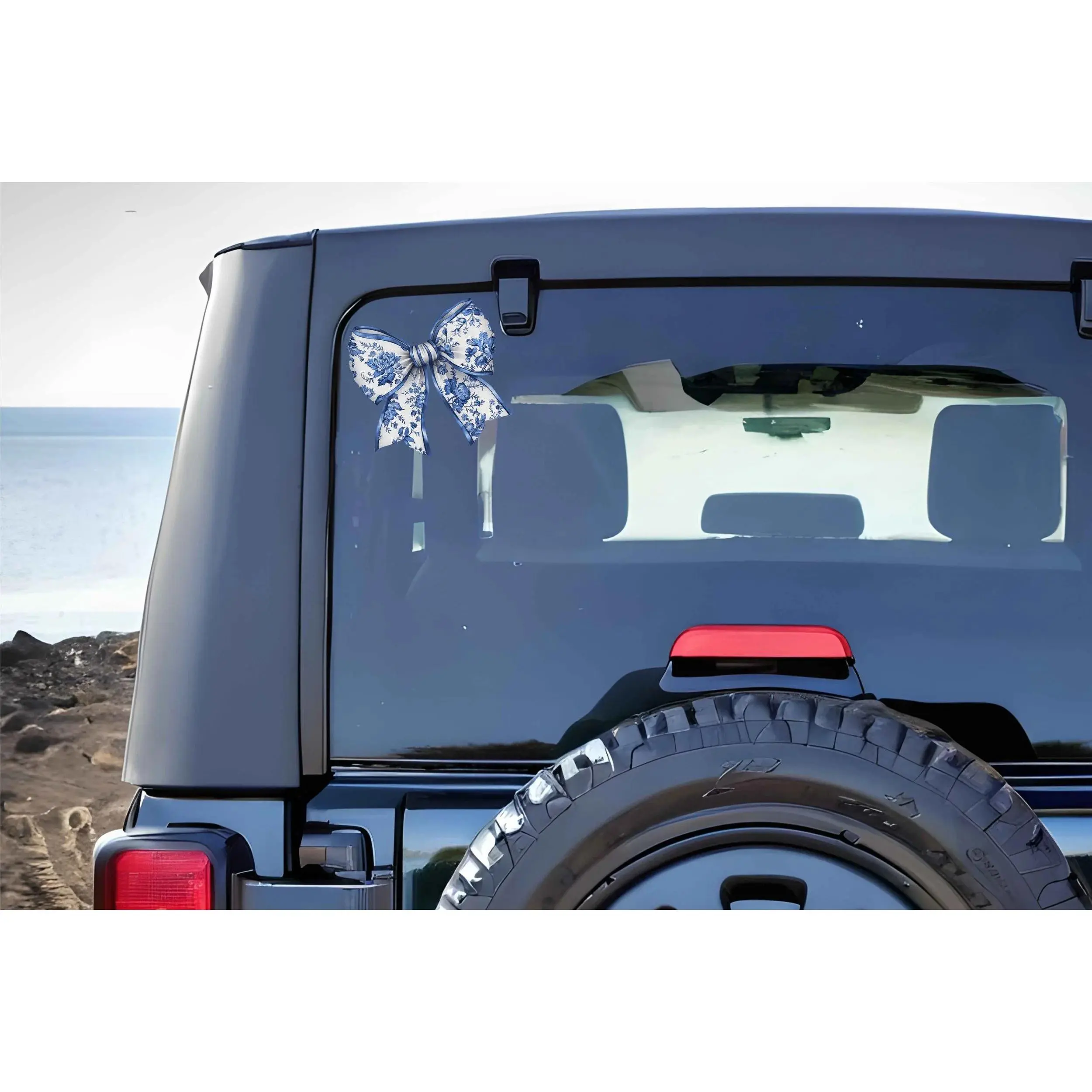 Blue Toile Croquette Bow Tough Stuff Sticker - Weather-Resistant,  High-Quality Decal for Indoor & Outdoor Use