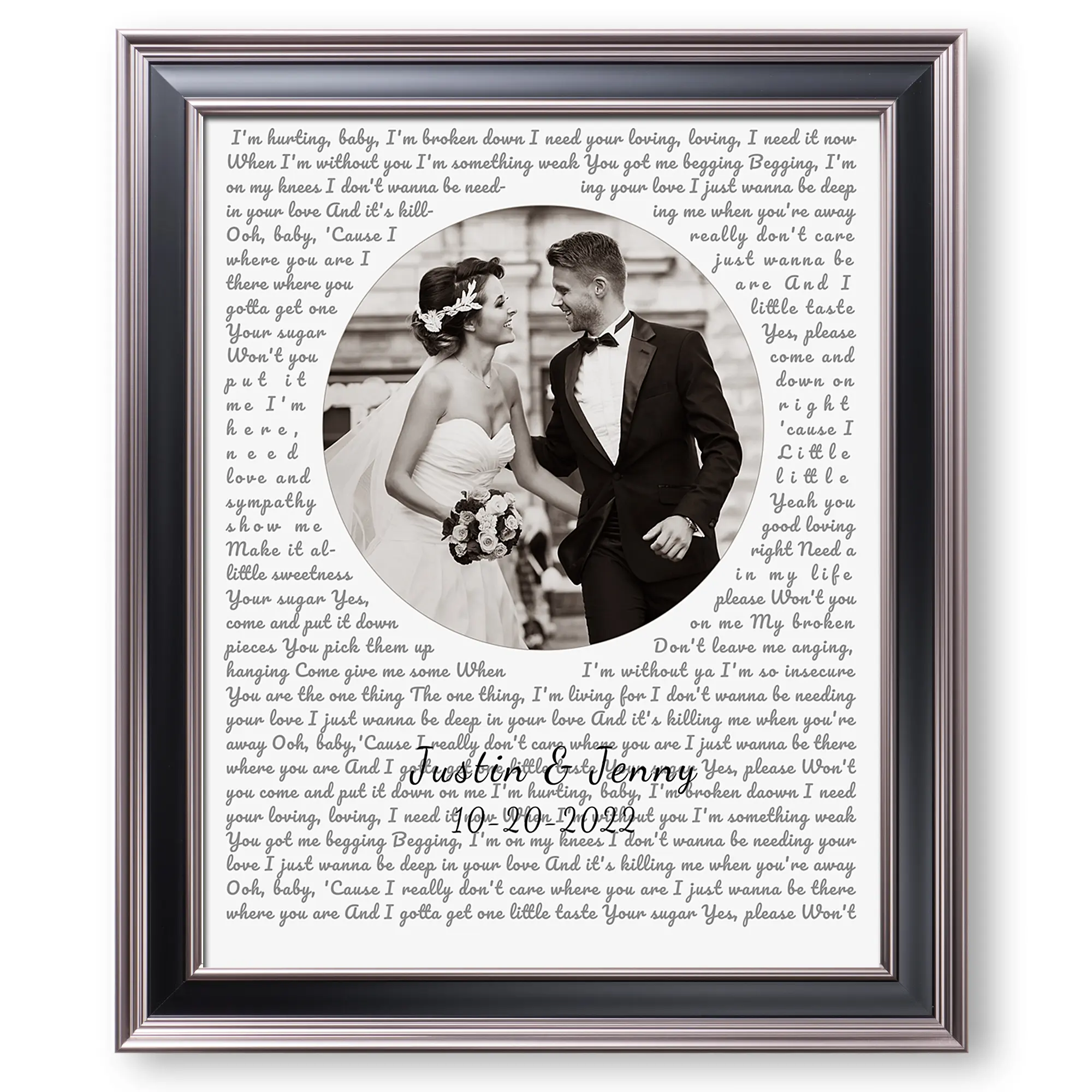 Personalized Music Lyrics Song Framed Art Prints Music Artist Date Upload Photo on Prints Anniversary for Her,Wedding,Birthday,Engagement,Wall Decor
