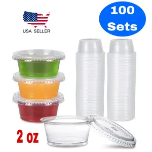 Trending 2oz Sauce Cups with Lids – Viral Must-Have Snack Containers, Disposable Condiment & Food Storage Cups, Leak-Proof To-Go Prep Box