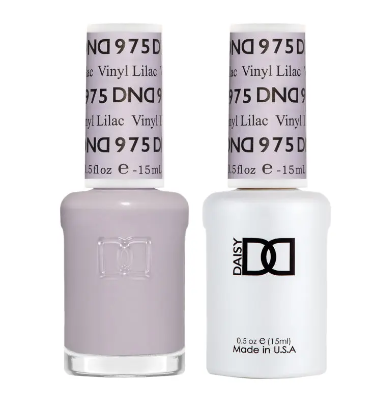 DAISY DND Gel Nail Polish & Matching Lacquer Duo Set, Long-Lasting Professional Manicure, UV/LED Soak Off, #975 Vinyl Lilac, Gel Manicure, Top Gloss, Bottle, Unisex, Cosmetic, Regular Polish