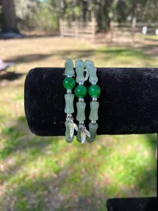 Green Wish Bone Beaded Bracelet 1Pc - Includes 1 of the Specified Item with Green Color and Bone Design