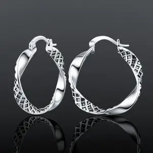 Retro Grid Texture Hoop Earrings • Minimalist & Edgy