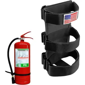 Fire Extinguisher Holder, Roll Bar Fire Extinguisher Strap with American Flag Pattern, Adjustable Roll Bar Fire Extinguisher Mount Holder, Universal Car Accessories (Black)