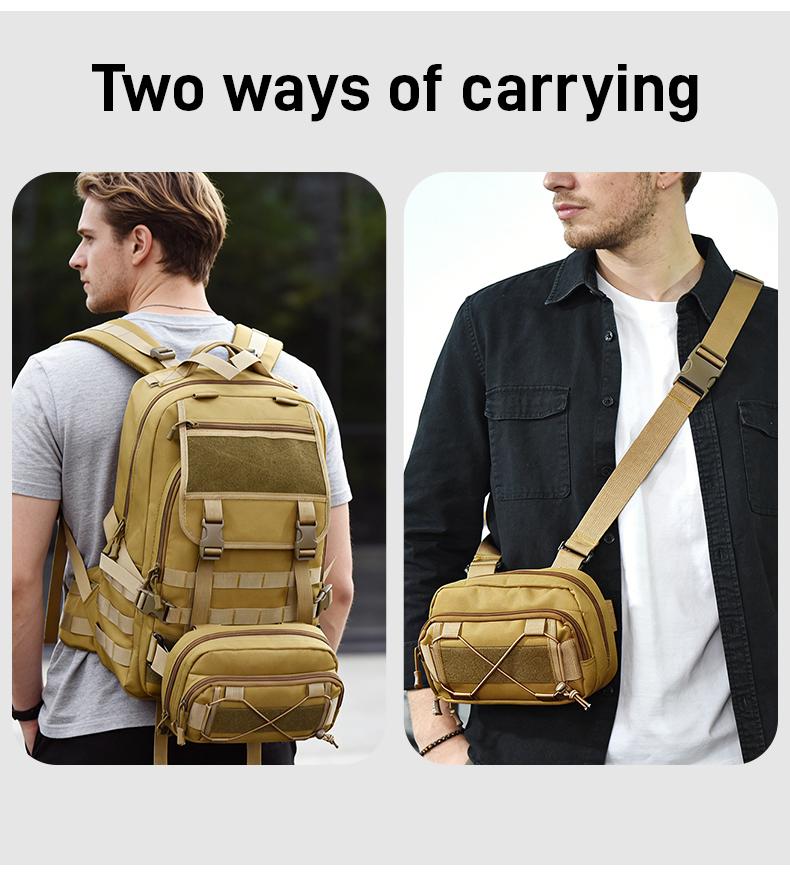 Jumahe 50L High-Capacity Male Tactical Backpack - Military MOLLE Bag with Detachable Pouch, Long-Lasting Molle Webbing System, Flexible Storage for Outdoors Hiking