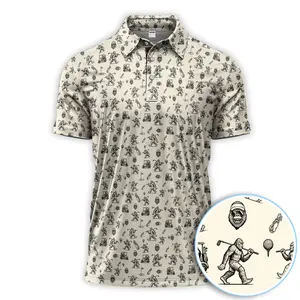 Mens Bigfoot Sasquatch Golf Polo Shirt Funny Golf Gift for Men