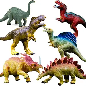 Dinosaur Toys, Plastic Dinosaur Figure Set, Ideal Education Toys for Kids, Including T-Rex, Stegosaurus, Monoclonius, 6 to 7 Inch Large Size, 6 Pack