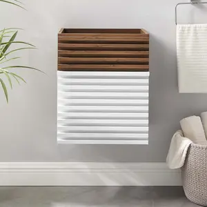 Modway Render 18" Wall-Mount Bathroom Vanity Cabinet (Sink Basin Not Included) in White Walnut