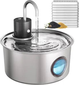 puppyspout Wireless Cat Water Fountain Cordless, Cat Fountain Battery Operated - Stainless Steel Pet Fountain Rechargeable for Cats Indoor, 108oz/3.2L Automatic Cats Fountains for Drinking with Motion Sensor