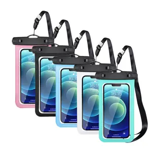 Waterproof Phone Pouch Outdoor Storage Bag Transparent Thick Organiser Strap Cyan Protective