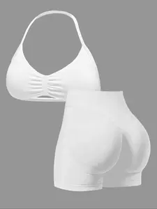 New Women's Sports Set, Fitness Sportswear Set, High Waist Yoga Shorts, Sleeveless Vest Top, Butt Lifting Running, Fitness Gym Wear